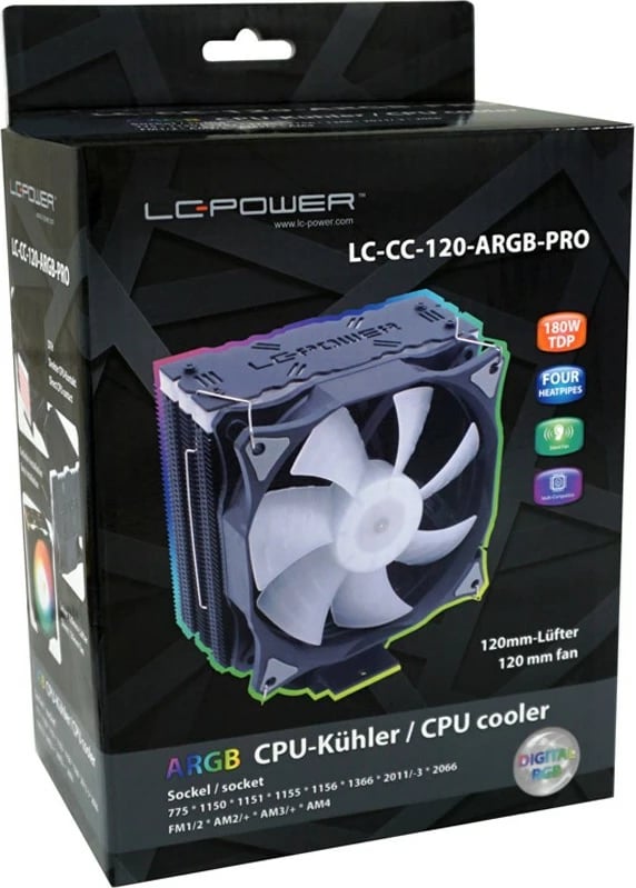Cooler LC-Power LC-CC-120-ARGB-PRO, 12 cm, PWM, i zi Cooler LC-Power LC-CC-120-ARGB-PRO, 12 cm, PWM, i zi
