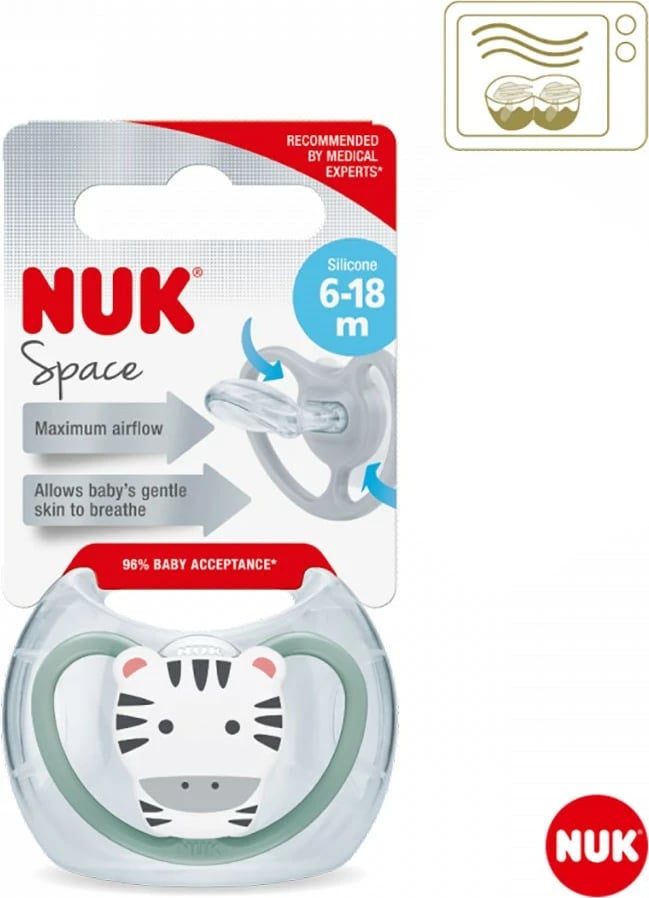 Qetësues NUK Space silikon 6-18 muaj luan, kafe, 1 copë