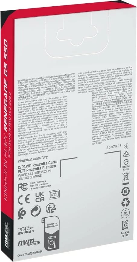 SSD Kingston FURY Renegade G5, 1TB, M.2 2280, PCIe 5.0 NVMe