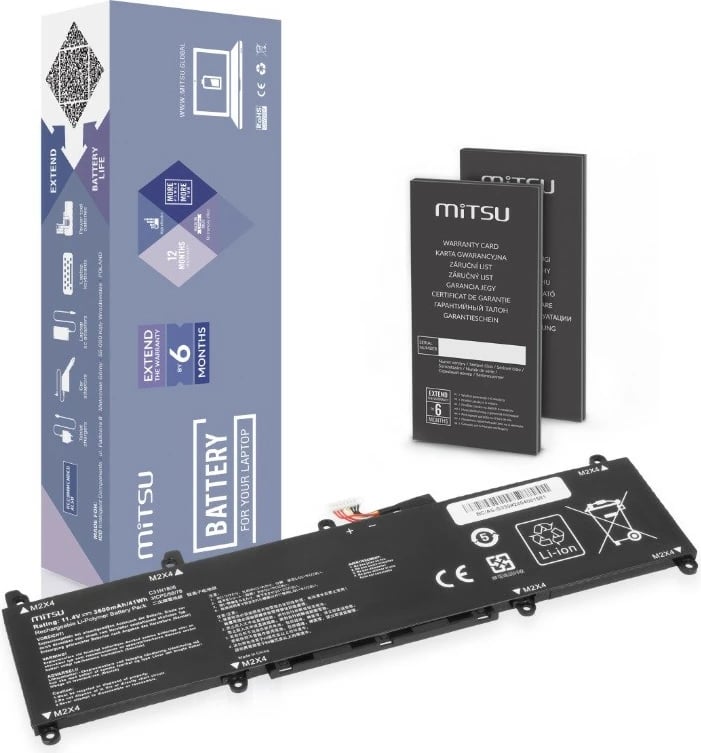 Bateri laptop Mitsu BC/AS-S330, për Asus VivoBook S13 S330FA S330UN S330UA V330FA X330UN, 3600 mAh, 11.4V, 3 qeliza