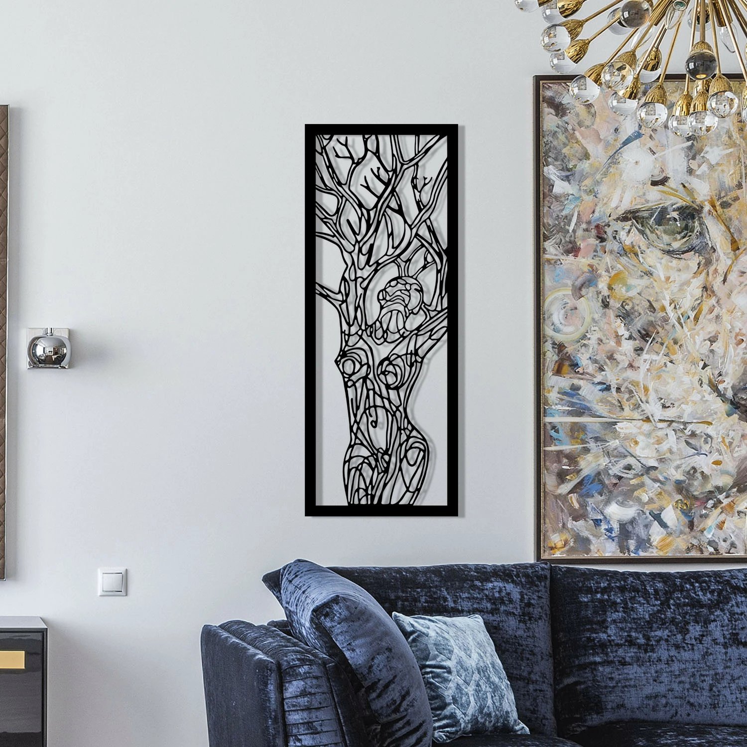 Aksesor dekorativ metalik për mur, Wallity, Vuslat, ngjyrë e zezë, 20x51cm