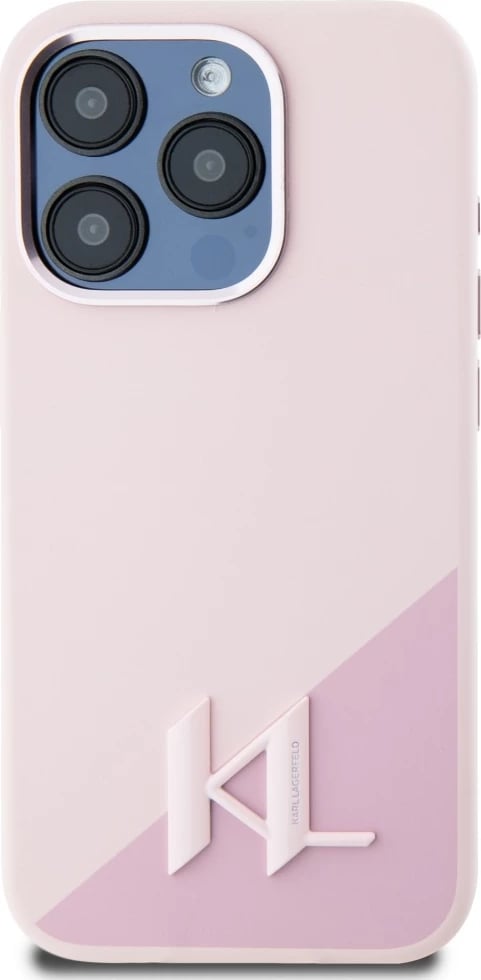 Mbështjellës Karl Lagerfeld Silicone Shadow Metal Initial MagSafe për iPhone 15 Pro Max, Rozë