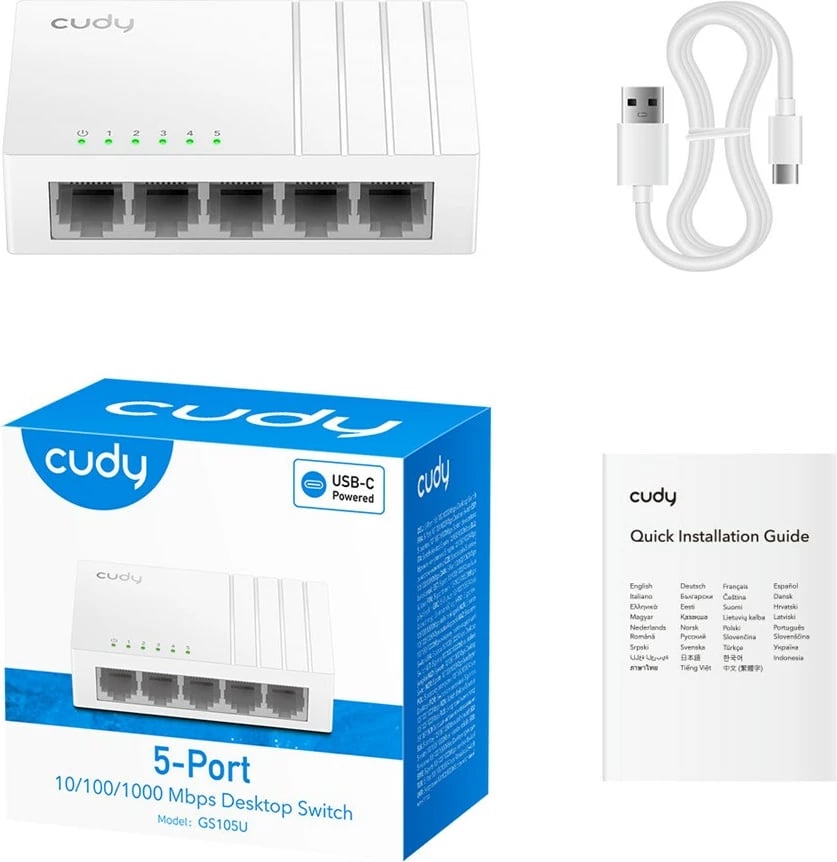 Switch rrjeti Cudy GS105U, 5 porta Gigabit Ethernet, i bardhë