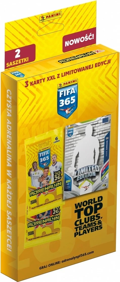 Karta koleksionuese, Panini FIFA 365 Adrenalyn XL 2026, 048-02927, paketim Blister XXL me 2 paketa + 3 karta XXL Limited Edition