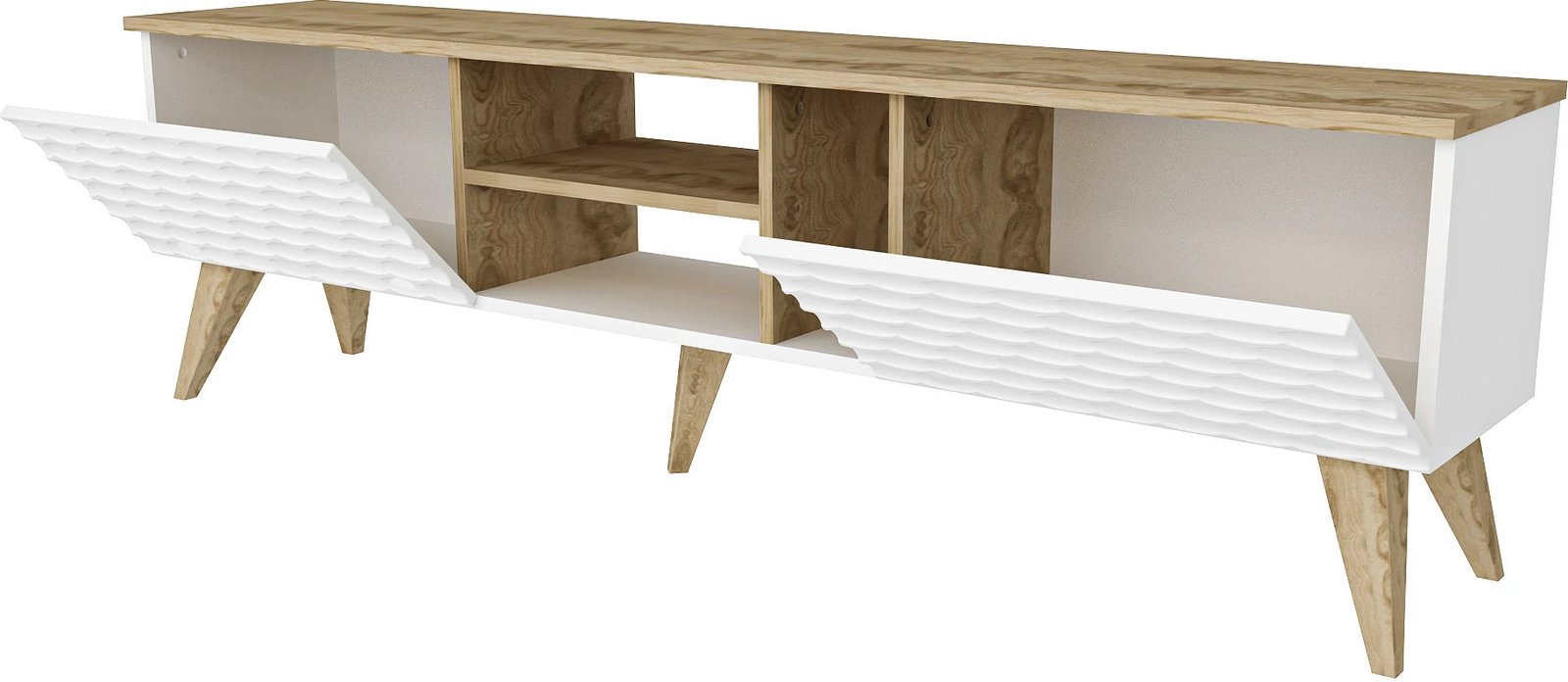 Komodë TV Hanah Home, ngjyrë vezë, e bardhë dhe arre