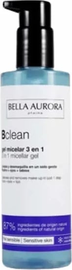 Xhel micelar për fytyrë unisex Bella Aurora Bclean 3 në 1, 200ml për lëkurë të ndjeshme