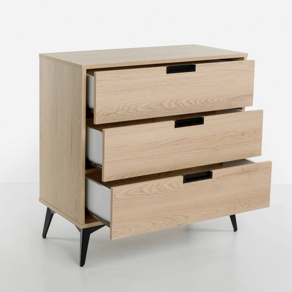 Komodë NEON me 3 sirtarë, natyrale, 80x39x83cm