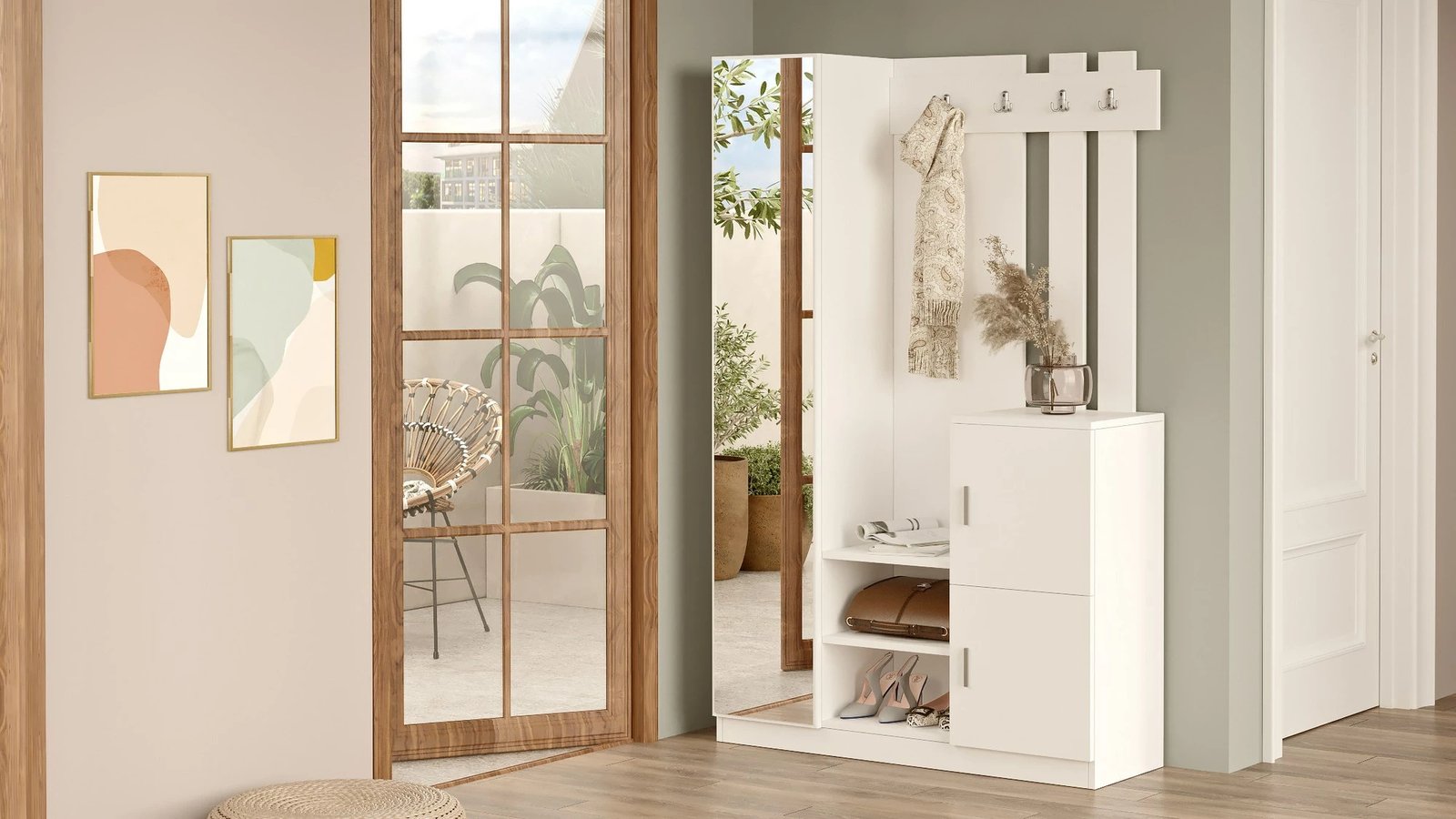 Stendë korridori, ngjyrë e bardhë, Skye Decor, DD7-W