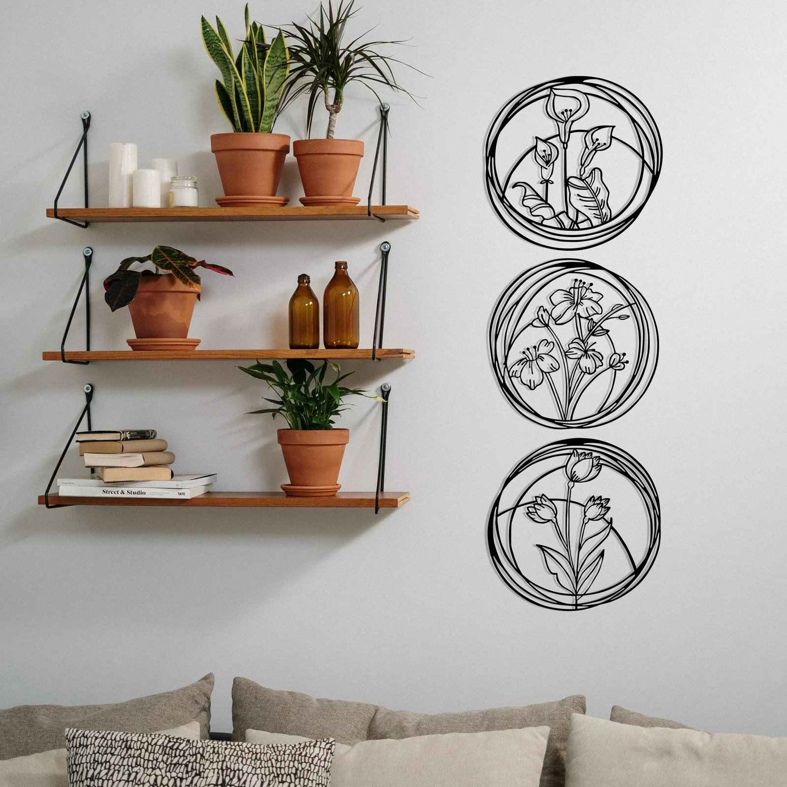 Aksesor dekorativ metalik për mur, Wallity, Lule 5