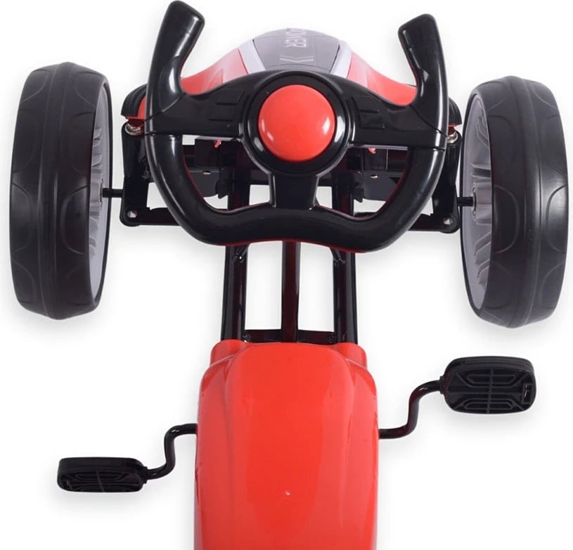 Go-kart me pedale, Milly Mally Power, rrota EVA, frenë dore, ulëse e rregullueshme, 3+, e kuqe