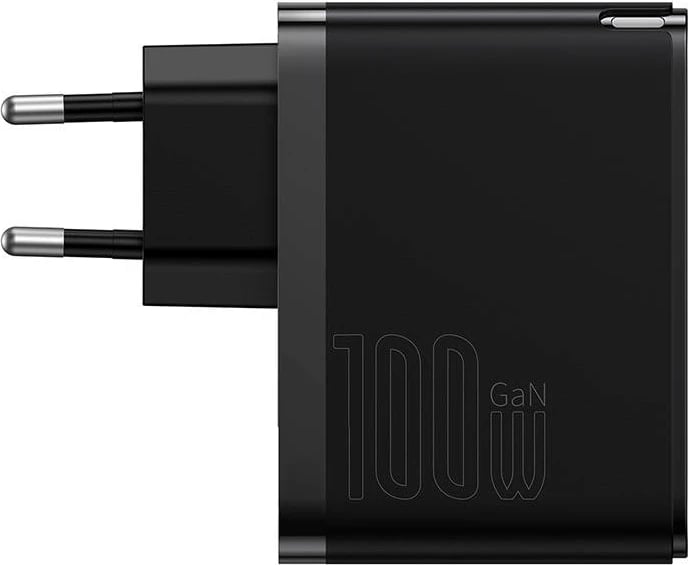 Karikues rrjeti Baseus GaN Pro Fast Charger C+U 100W me kabllo 1m, i zi