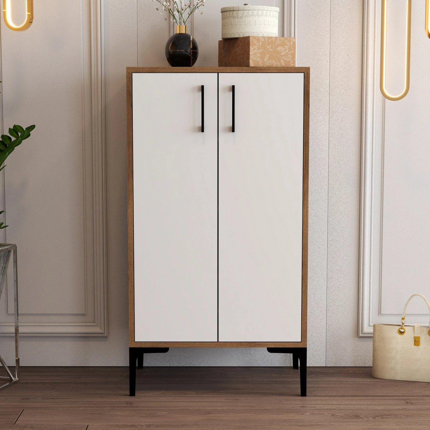 Dollap për këpucë Hanah Home, Prag, ngjyrë arrë dhe e bardhë