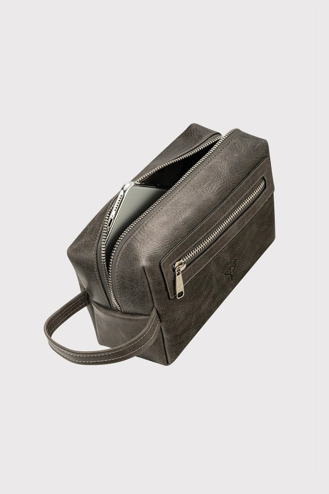 Çantë dore lëkure, ngjyrë gri, Zoozie Bags Boston Crazy