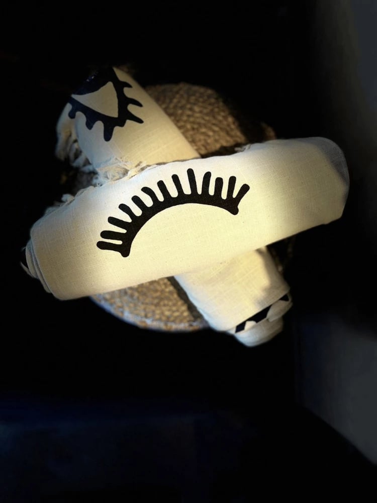 Batanije dekorative Eyes White, pambuk, e bardhë-e zezë, 130x170cm