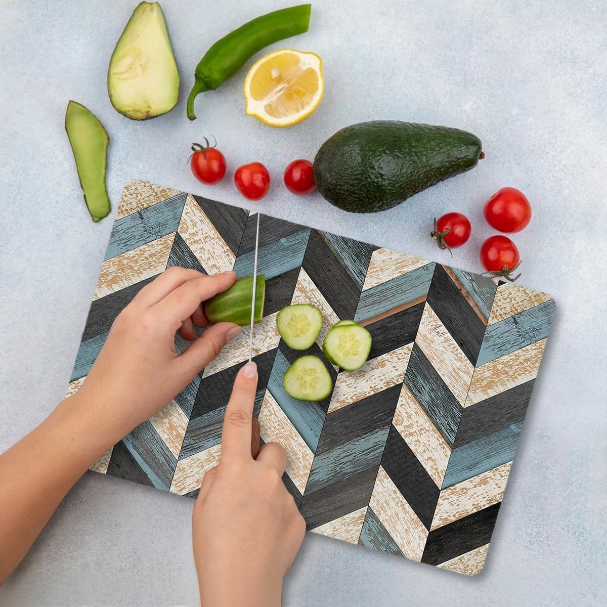 Dërrasë prerëse Hermia, Ckt121 - 3040, shumëngjyrëshe, xham i temperuar, 30x40cm