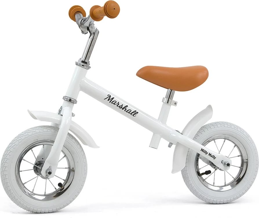 biçikletë balancuese, Milly Mally, Marshall Air, goma 10" të frymëshme, kornizë çeliku, ulëse dhe timon të rregullueshëm, max 20 kg, për fëmijë 2+, e bardhë