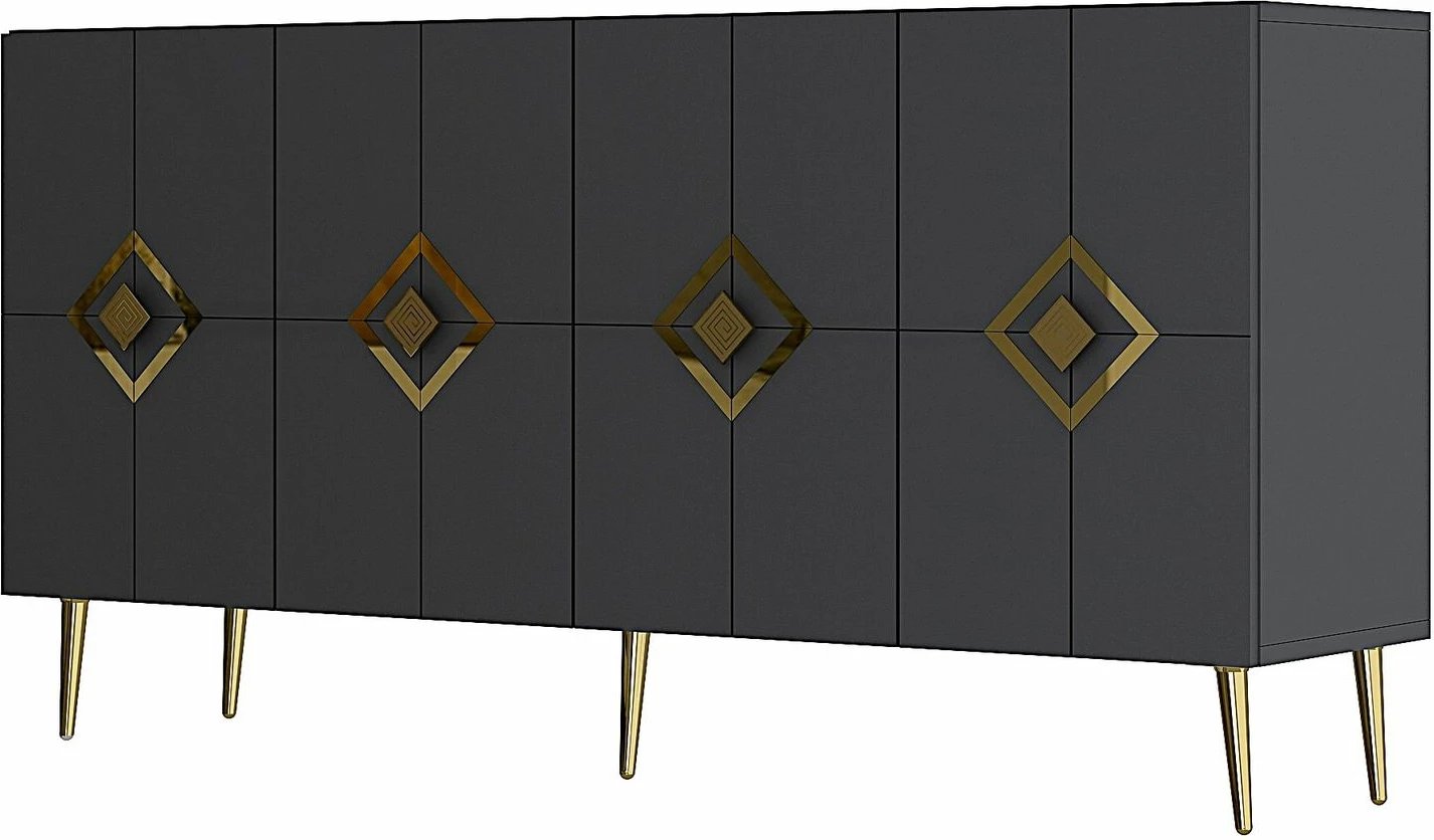 Konsol Skye Decor, ngjyrë antracit dhe ari, KB150