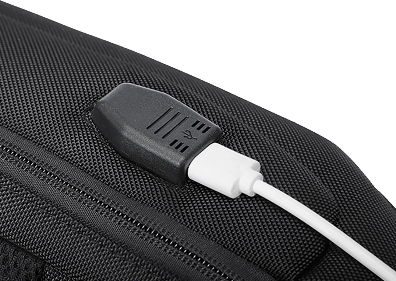 Çantë shpine një sup Wozinsky Premium me port USB dhe bravë kundër vjedhjes, e zezë