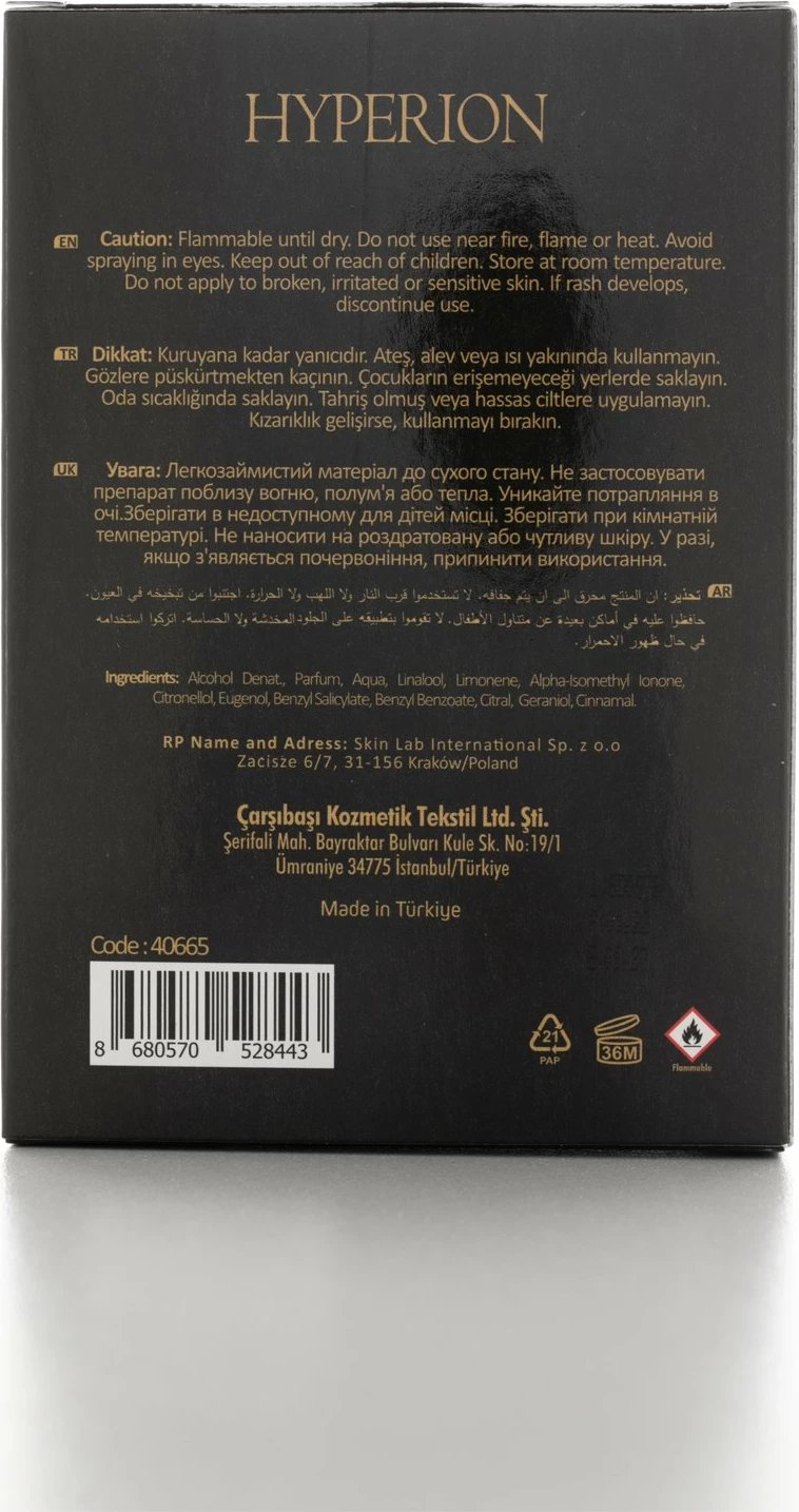 Parfum për burra, Hyperion, Alberto Taccini, 60ml