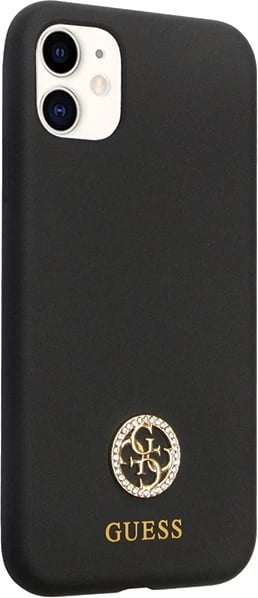 Mbështjellës Guess GUHCN614DGPK për iPhone 11/XR, silikon, i zi