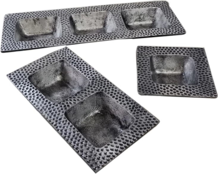 Set enësh MARTIN, 3 copë, alumin, ngjyrë argjendi antike, 38x14x5cm