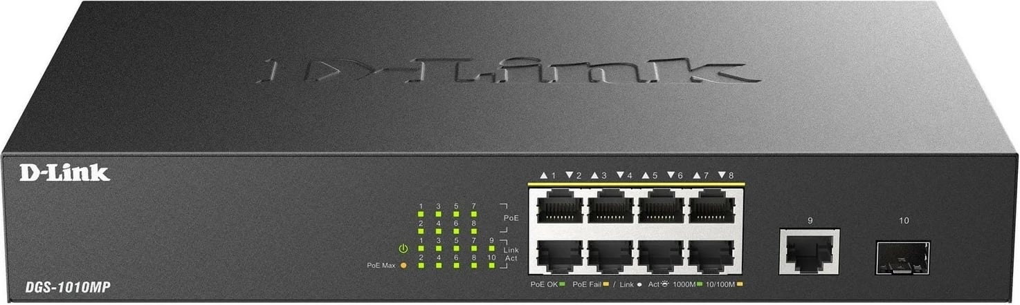 Switch D-link DGS-1010MP/E, 8 PoE porta, 1 SFP, 9 porta Gigabit