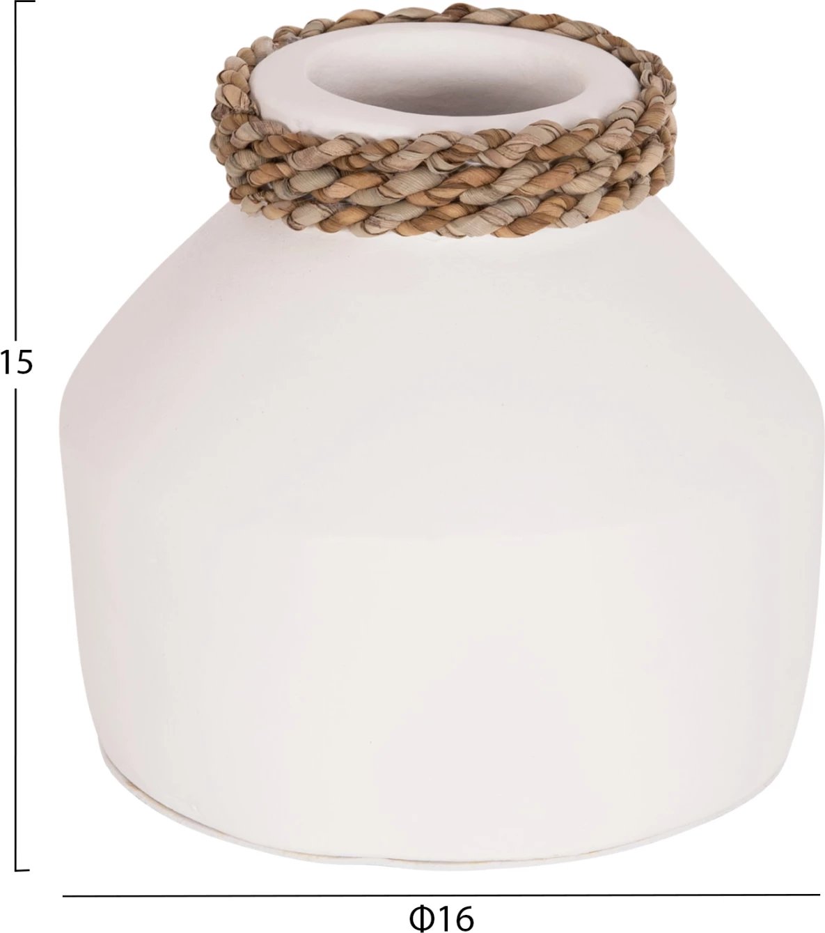 Vazo dekorative tavoline, terrakotë e bardhë, CAMMER FH4687.02XS, Φ16x15cm