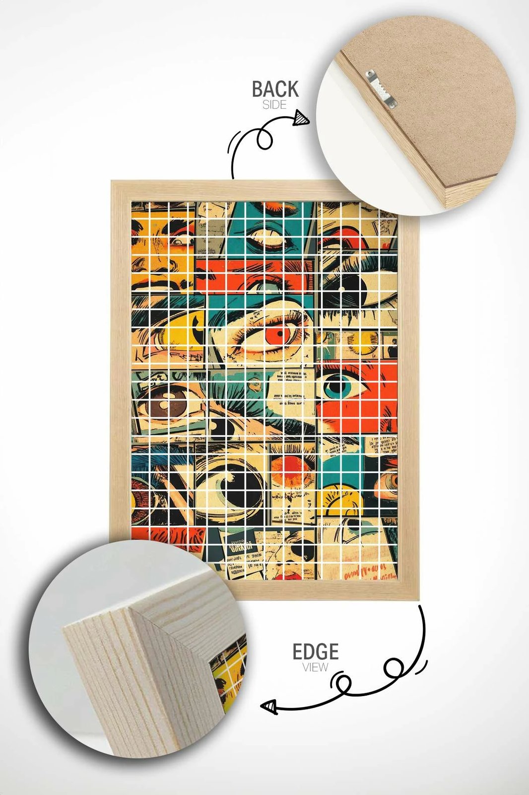 Pikturë dekorative me kornizë, Popkare5, shumëngjyrëshe, Wallity, 33x48cm