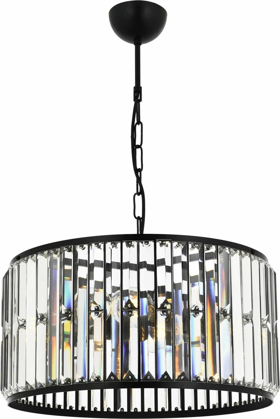 Llambë tavani Opviq, AV-1667-3Bsy, trup metalik, kapak kristali, e zezë dhe e bardhë, 70x40cm