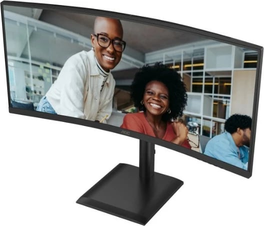 Monitor i lakuar AOC CU34E4CV 34'' WQHD 3440x1440 120Hz VA HDR10 USB-C 90W KVM HDMIx2 DP RJ45 Altoparlantë, i zi