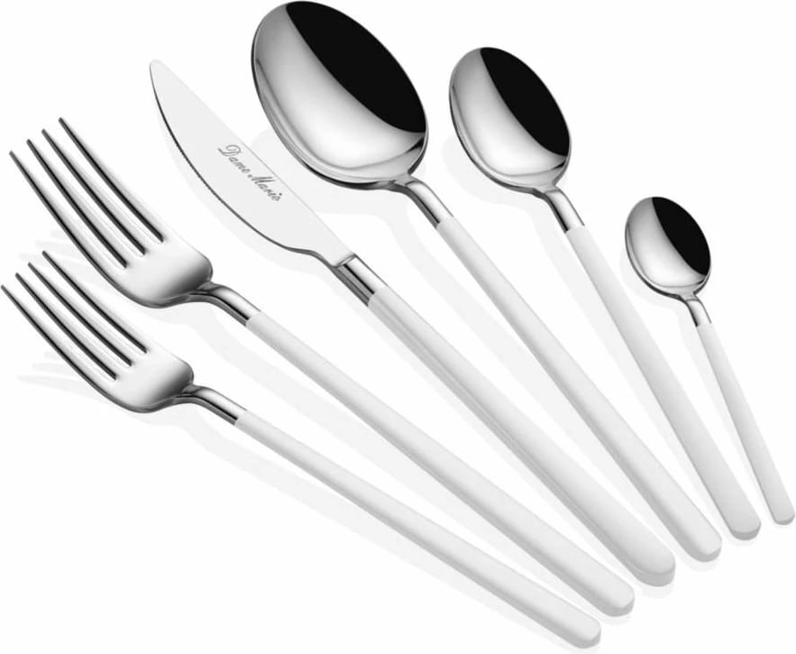 Set lugësh, pirunësh e thikash, 36 copë, Hermia Concept, Allegra, argjend e bardhë