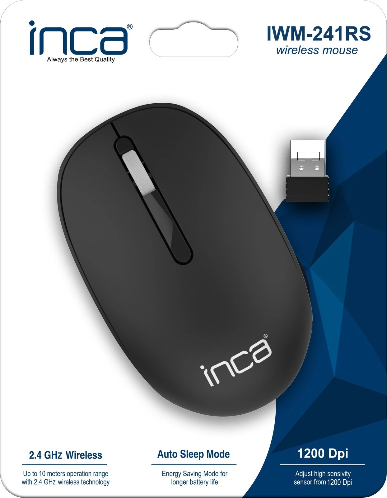 Maus Inca IWM-241RS, wireless, 1200 DPI, Candy Design 3D, e zezë
