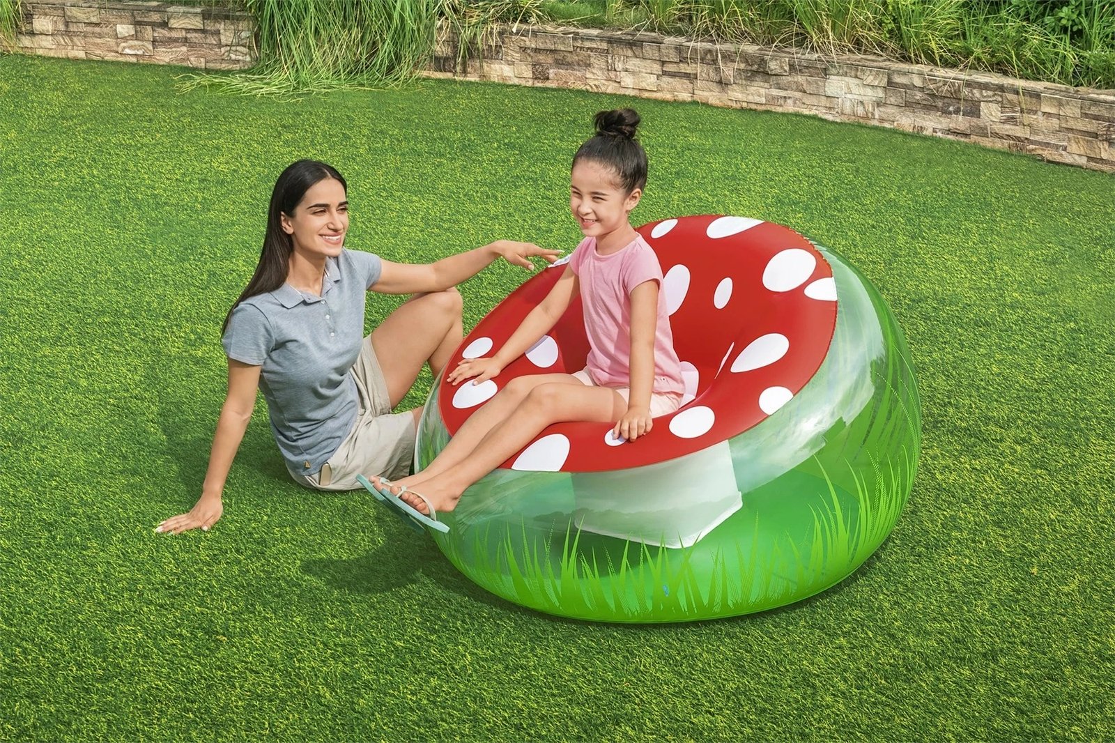 Karrige fryrëse për fëmijë Bestway Mighty Mushroom, PVC, e bardhë/transparente