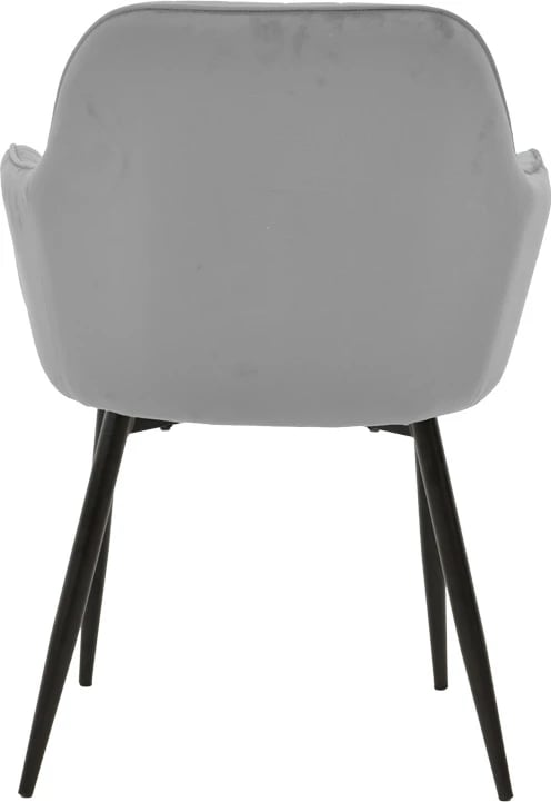 Karrige dore Noor, kadife gri, këmbë metalike të zeza, set prej 2 copash, 58x58x86cm