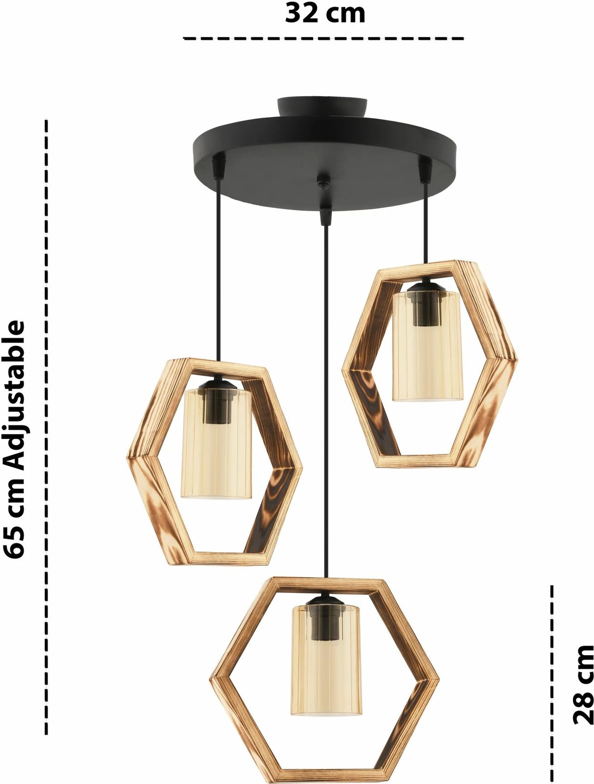 Llambë tavani Opviq, Hexagon Triple B, xhami, natyrale/zezë