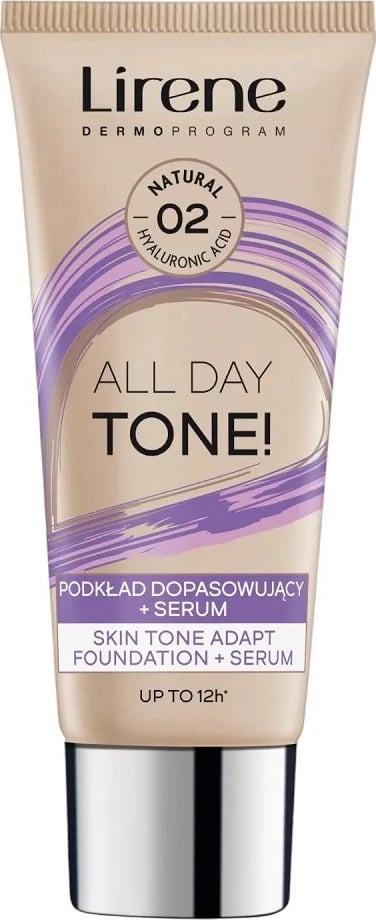 Fondatinë për femra Lirene All Day Tone Foundation Matching + Serum 02 Natural 30ml