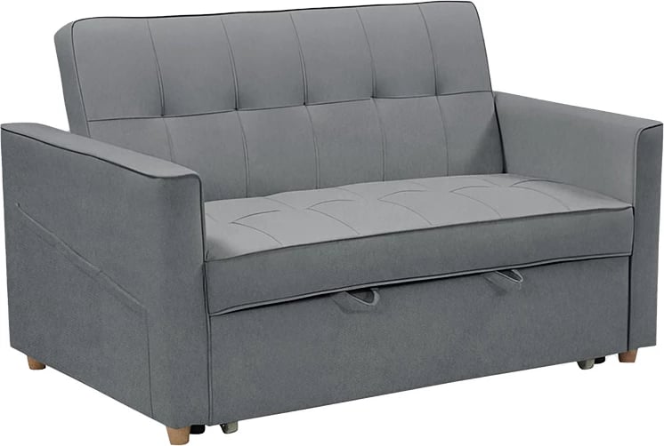 Divan 2 ulësesh që bëhet shtrat, ngjyrë antracit, 142x93x90 cm