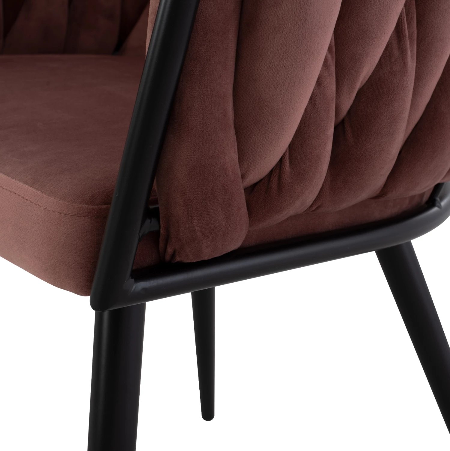 Karrige Luanda, kadife, ngjyrë molle të kalbur, këmbë metalike, FH8741.02, 60x54x78 cm, set prej 2 copë