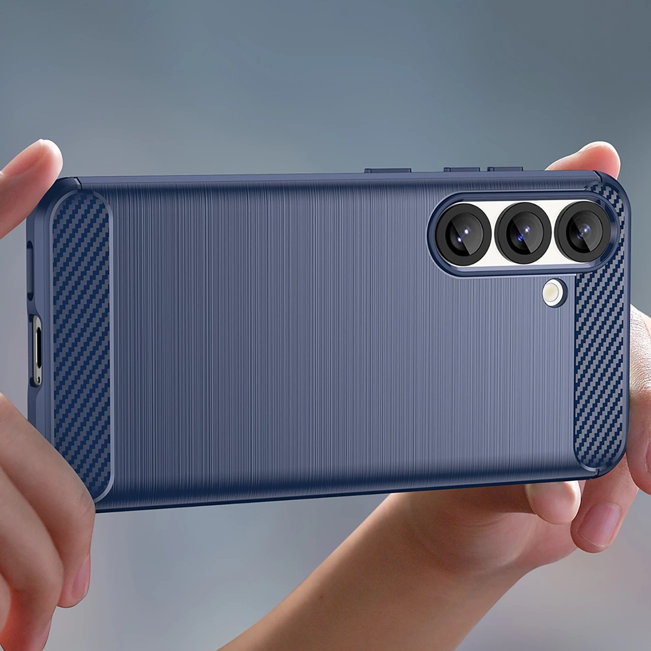 Mbështjellës Hurtel Carbon Case për iPhone 16e, silikon, kaltër