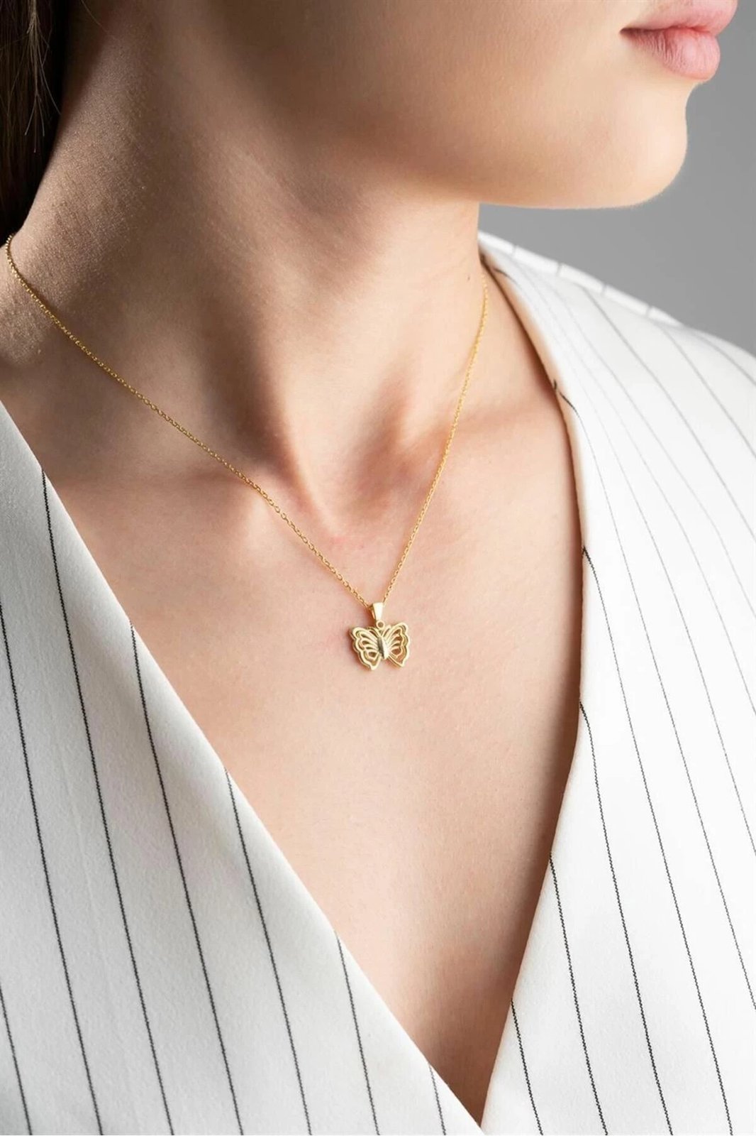 Qafore argjendi me flutur, ngjyrë ari, Jumeon, SLVNJWLRY00001