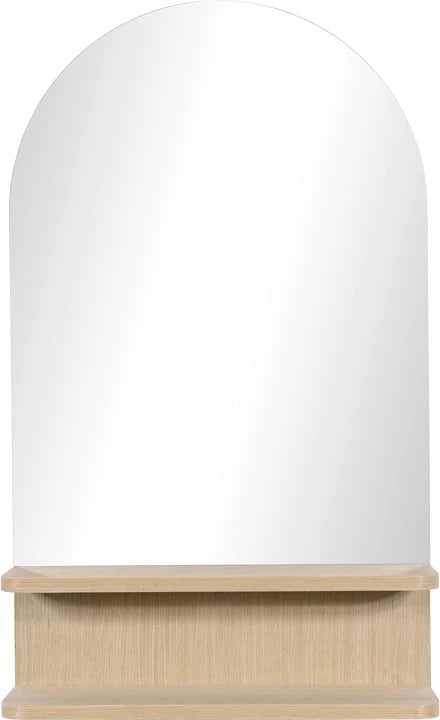 Pasqyrë me rafte Mensola, MDF, ngjyrë druri natyrale, 45.7x12.7x76.2cm