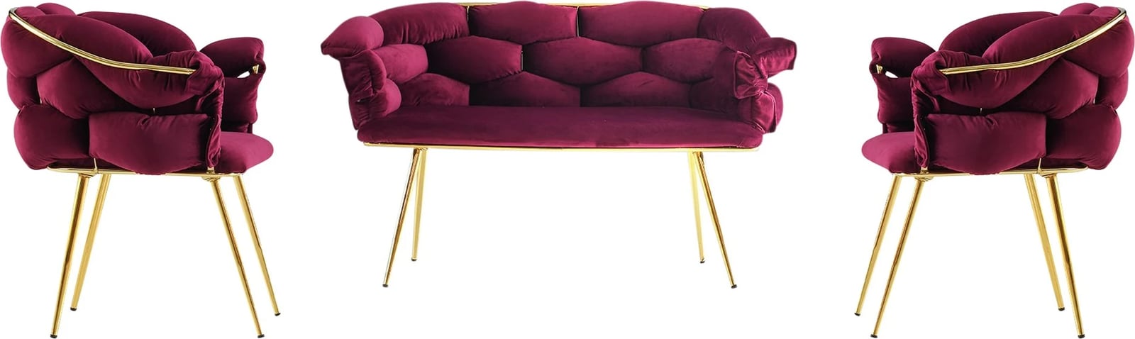 Set divanesh Hanah Home, Balon, ngjyrë kumbulle dhe ari, 3 pjesë