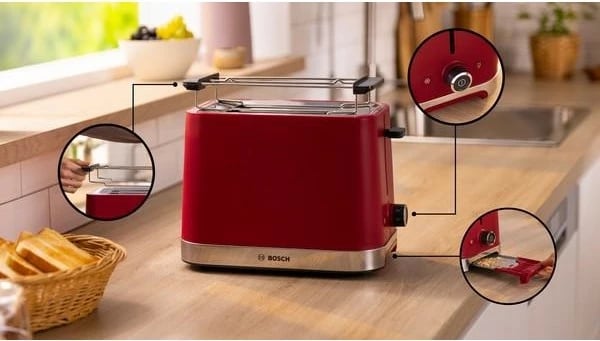 Toster Bosch TAT4M224, 2 feta, 950 W, e kuqe