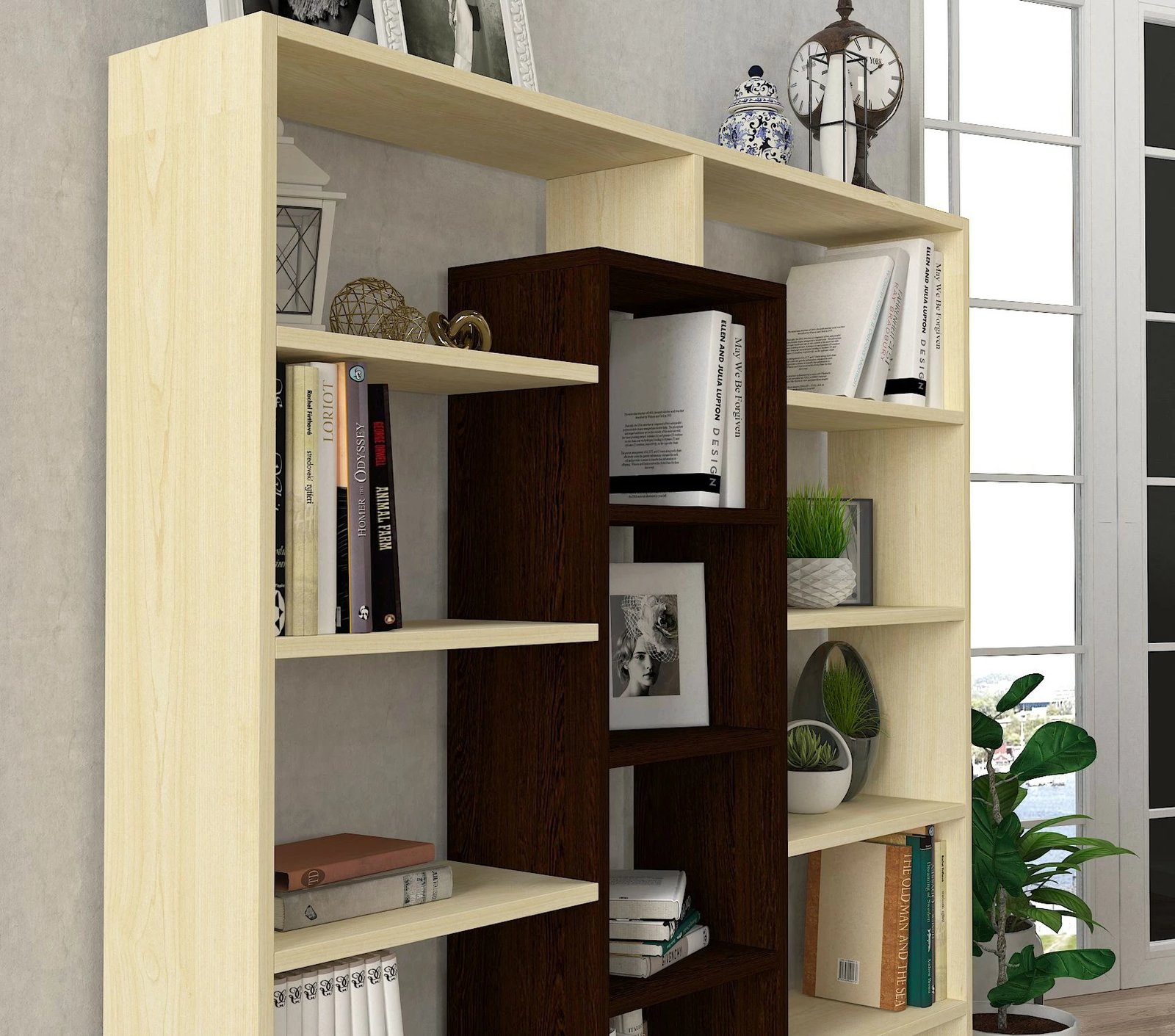 Raft librash Hanah Home, Ample, ngjyrë wenge dhe betull