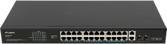 Switch LANBERG RSFE-24P-2C-360, 24 porta PoE+, 2x combo Gigabit, për rack 19"