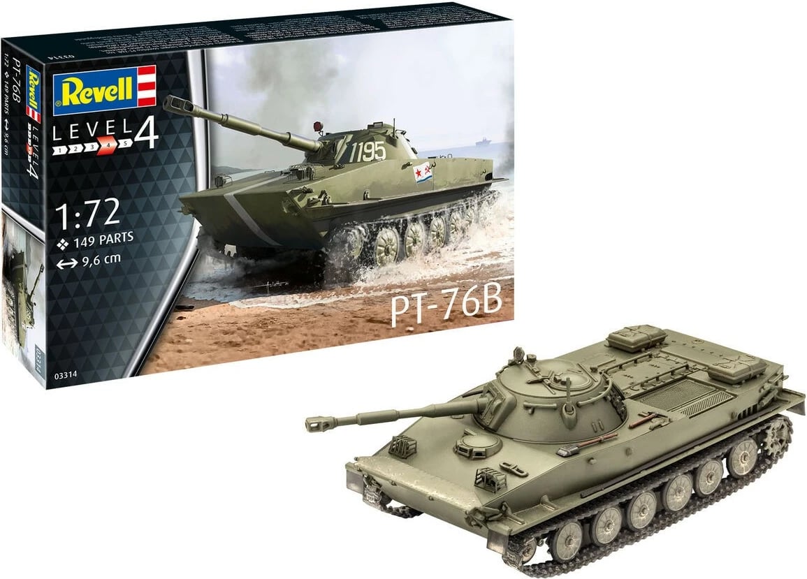 Model plastik tank Revell PT-76B, 1:72, 120 pjesë Model plastik tank Revell PT-76B, 1:72, 120 pjesë