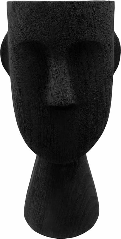 Vazo POLYFACE, polirezine, e zezë, 26x7.8x25cm