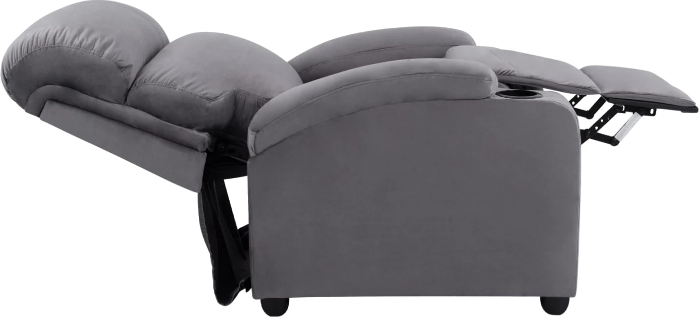 Fotel RELAX me mekanizëm shtrirjeje, kadife gri, FH0122.10, 80x92-168x102 cm