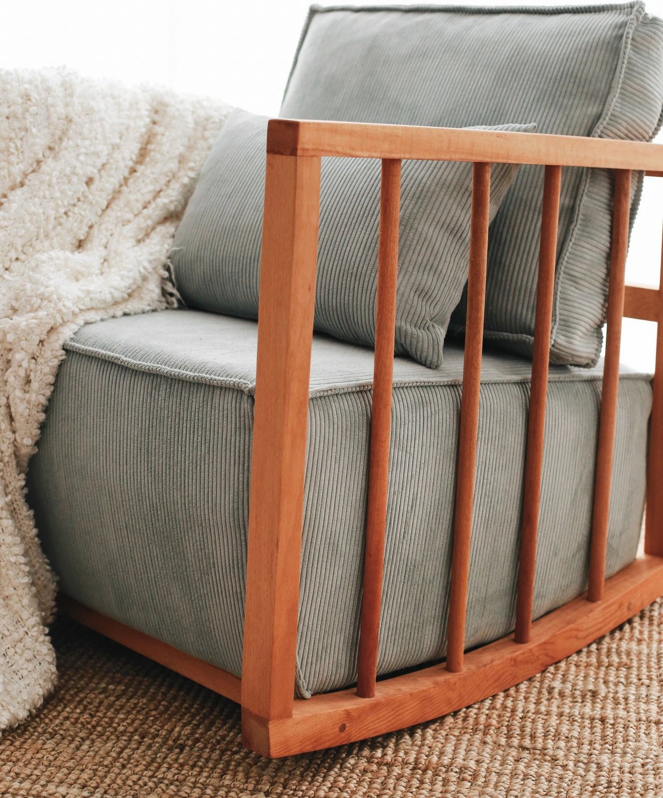 Karrige sallon me krahë, stof Babyface, ngjyrë kaltër, sallanan