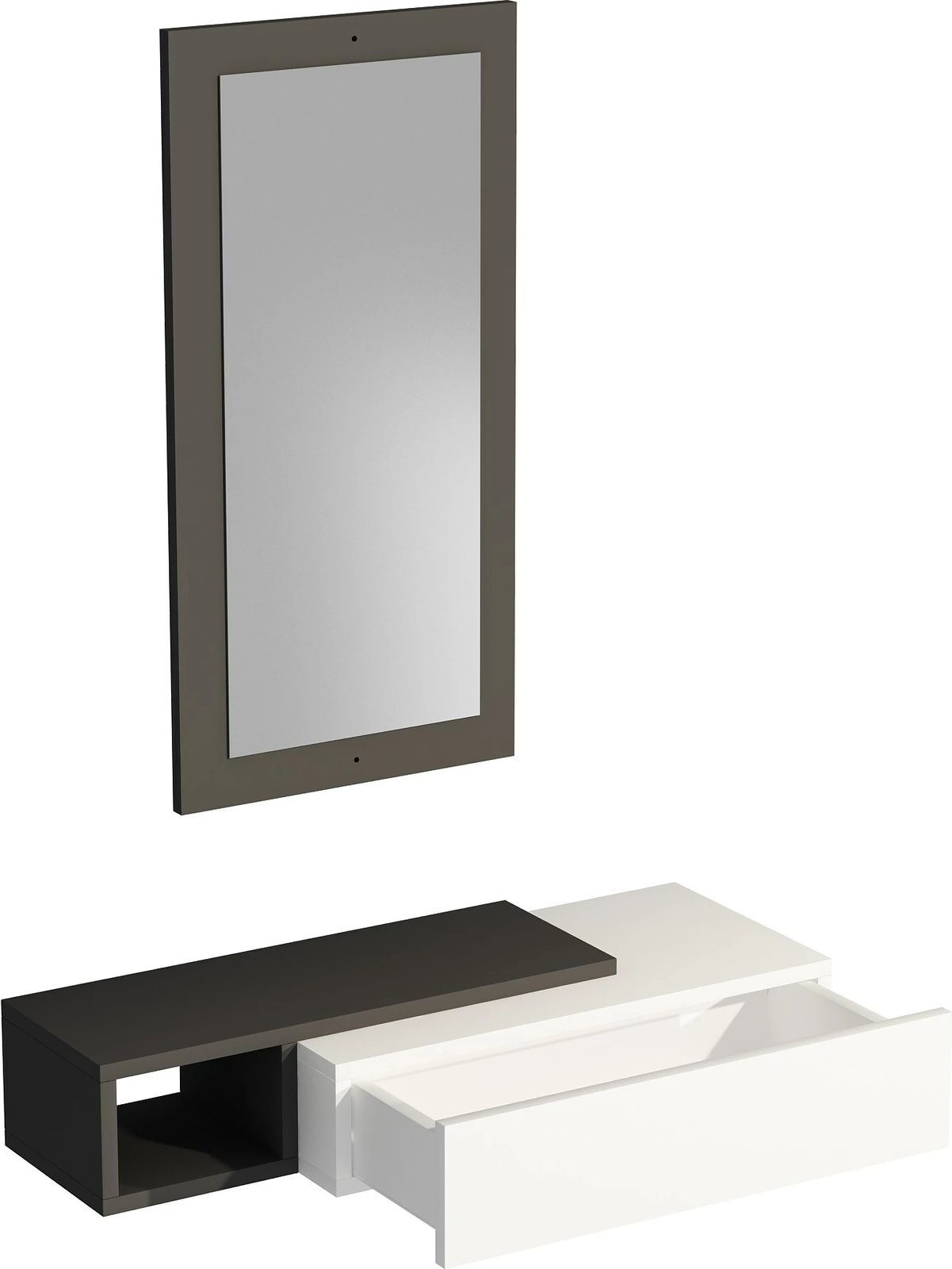 Komodë anësore Skye Decor, ngjyrë antracit dhe e bardhë, me pasqyrë